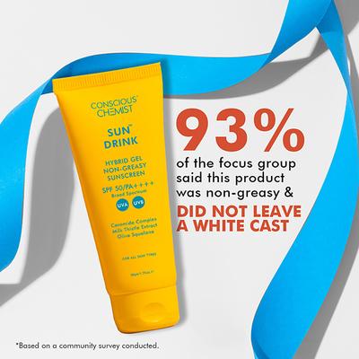 Conscious Chemist Sun Drink Ceramides Hybrid Gel Sunscreen SPF50 PA++++ With UVA/UVB & No White Cast 50gm - Face Sunscreen