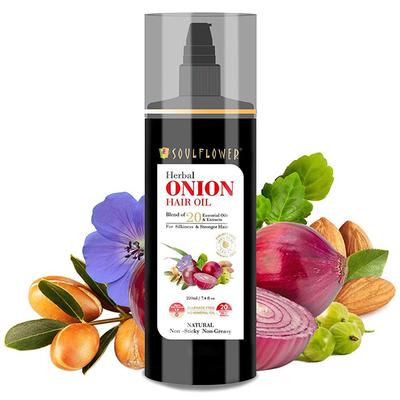 Soulflower Herbal Onion Hair for Silkiness & Stronger Oil 220 ml - Hair Treatment