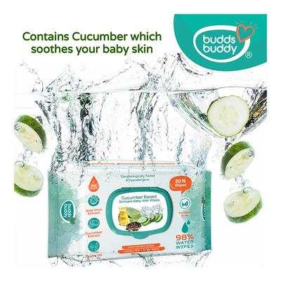 Buddsbuddy Cucumber Based Skincare Baby Wet Wipes 80's - Diapers & Wipes