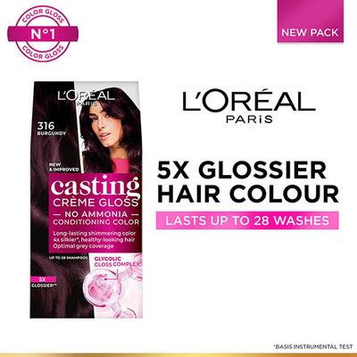 L'Oreal Paris Casting Creme Gloss Hair Color, 316 Burgundy 87.5g+72ml 1's - Crème
