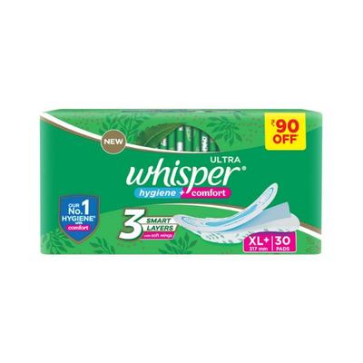 Whisper Ultra Clean Sanitary Pads For Women, Xl+ 30 Napkins 2S 2's - Others