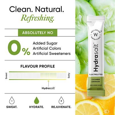Wellbeing Nutrition HydraSalt Electrolyte Sachet - Cucumber LemonadE 15's - Oral Rehydration (Ors)