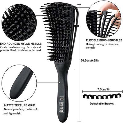 Bronson Professional Wet And Dry Hair Detangler Hair Brush With Spacing Clip - Black 12's - Hair Brushes