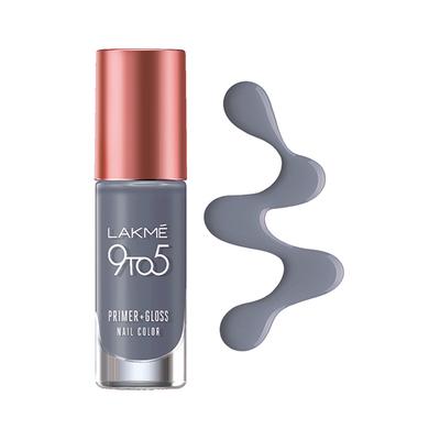 Lakme 9To5 Primer + Gloss Nail Colour Clay Grey 6 Ml - Nail Polish
