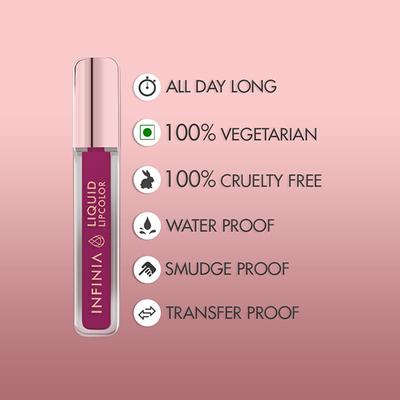 Infinia Liquid Lip Color Liquid Lipstick M 08 Long Lasting and Waterproof 5 ml - Liquid Lipsticks