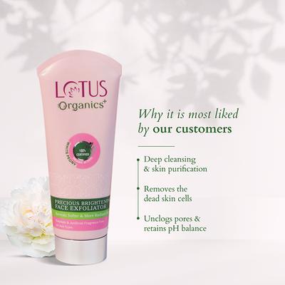Lotus Organics Precious Brightening Face Exfoliator 100 gm - Scrubs & Exfoliants