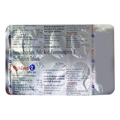 RUBIRED Z Tablet 10's - Iron Supplement/Anaemia-Vma