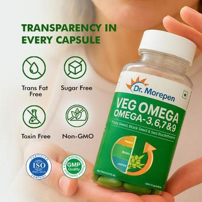 Dr. Morepen Veg-Omega 500 mg Capsule 60's - Omega Fish Oil Fatty Acids