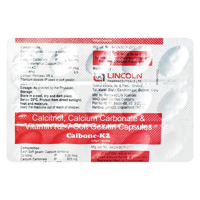Calbone K2 Capsule 15'S - Supplements-Cal