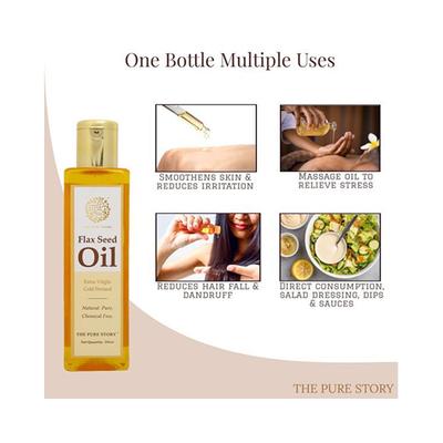 The Pure Story Flax Seed Oil Pure Natural, Extra Virgin Cold Pressed 100ml - Face Oils