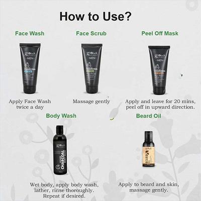 Globus Naturals Pre and Post Holi Ritual Ayurvedic Skin Care Gift Box for Men, for All Skin Types- Face Wash 100gm, Face Scrub 100gm, Peel Off Mask 100gm, Beard Oil 50ml, Body Wash 200ml 1's - Makeup Kits & Sets