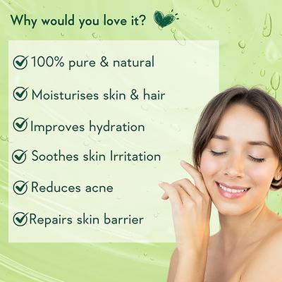 WishCare Pure & Natural Aloe Vera Gel for Face & Hair- Hydrates, Moisturizes & Soothes Skin (200ml) - Skin-Treatment