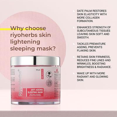 Riyo Herbs Anti Ageing Sleeping Mask - Rose Retinol & Date Palm Extract 100 gm - Masks & Peels