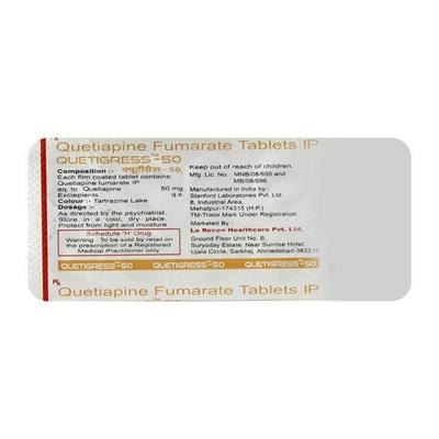 Quetigress 50mg Tablet 10'S - Schizophrenia-Aps