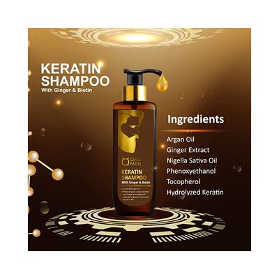 Qraamen Keratin Shampoo with Ginger and Biotin for Nourished and Thick Hair - Sulfate and Paraben Free 200 ml - Shampoos
