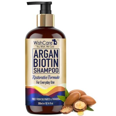 WishCare Argan Biotin Shampoo - Restorative Formula - Moroccan Argan Oil Shampoo 300 ml - Shampoos