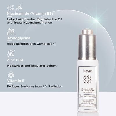 Kaya 10% Niacinamide + 1% Azeloglycina Face Serum, Dark Spot Corrector, Fights Acne, All Skin Types 30 ml - Face Serum