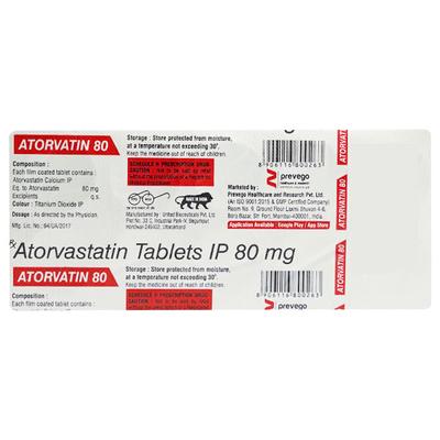 ATORVATIN 80 Tablet 10's - High Cholesterol-Dys