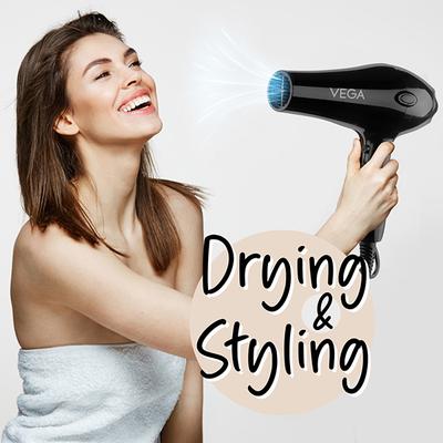 Vega Pro Touch 2000W For Women & Men With Cool Shot Button, 2 Heat/2 Speed Settings & 2 Nozzles (Vhdp-02) - Hair Dryers
