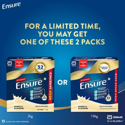 Ensure Nutritional Powder - Vanilla Flavour 1.9 kg (Refill Pack) - Daily Health Drinks