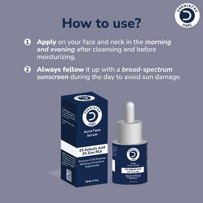 Dermistry Pure Acne 2% Salicylic Acid 2% Zinc PCA Face Serum 30 ml - Face Serum
