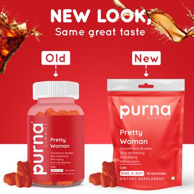 Purna Gummies Glutathione Cola Flavor Gummies for Skin Whitening and Immune Booster 30's - Hair & Skin