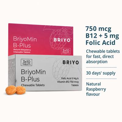 Briyo Briyomin B Plus Chewable Tablet - Natural Raspberry Flavour 30's - Multi-Vitamins