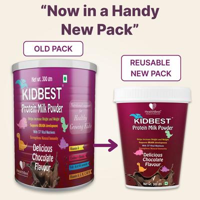 HealthBest Kidbest Protein Milk Powder - Delicious Chocolate Flavour 300 gm - Multi-Vitamins