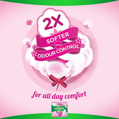Whisper Ultra Softs Air Fresh Sanitary Pads for Women XL+ 15 Napkins 1's - Others