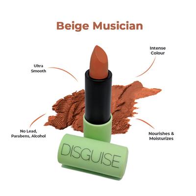 DISGUISE Ultra-Comfortable Satin Matte Lipstick, Beige Musician 09 4.2 gm - Lipsticks