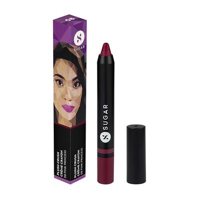 SUGAR Cosmetics Plush Crush Creme Crayon Lipstick - 08 Pink Princess (Pink with a blue undertone) 1.8 gm - Lip Crayons