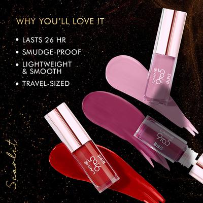 Lakme 9To5 Primer + Matte Liquid Lipstick- Minis - Scarlet 2mlx4 Units 8 ml - Liquid Lipsticks