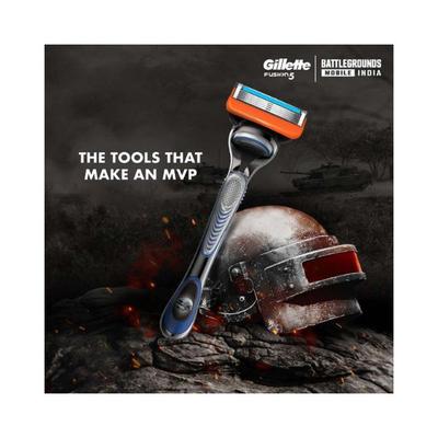 Gillette Fusion Men's Razor For Shave & Beard Shape With Battlegrounds Mobile India (BGMI) Handle 1's - Razors & Cartridges