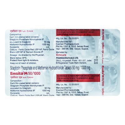 EMSITA M 50/1000 Tablet 10's - Diabetes-Ant