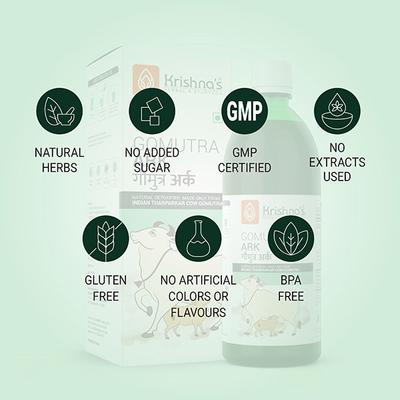 Krishna's Herbal & Ayurveda Gomutra Ark (Tharparkar Cow) 1000 ml - Ayurvedic Juices