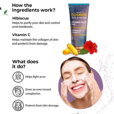 Cosmos by Bewakoof Face Mask with Nourishing Hibiscus, Vitamin C AND Face Wash with Pomegranate, Copper Combo 200 ml - Face Packs