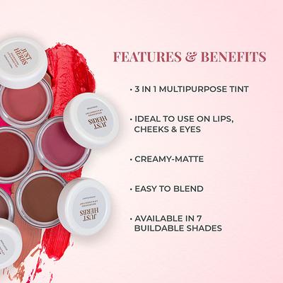 Just Herbs Nourishing Lip and Cheek Tint with Javitri + Jojoba Oil 02 Peachy Coral 4gm - Lip Stains & Tints