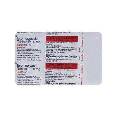 ESOMIFOR 20mg Tablet 15's - Ulcer/Reflux/Flatulence-Aaa
