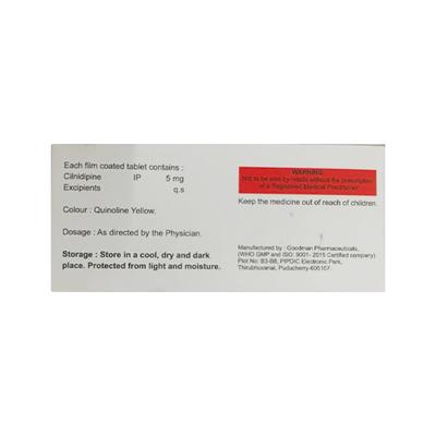CILNIRON 5mg Tablet 10's - Hypertension-Cal