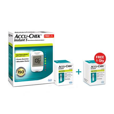 Accu-Chek Instant S Blood Glucose Monitor with Free 10 Test Strips + Free Accu-Chek Instant Test Strips 10's - Blood Glucose Monitors/Test Strips