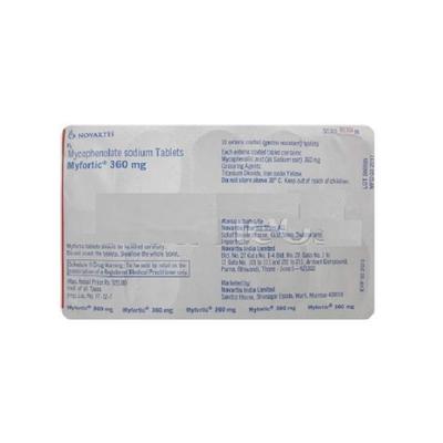 Myfortic 360mg Tablet 10'S - Auto Immune Disease-Imm