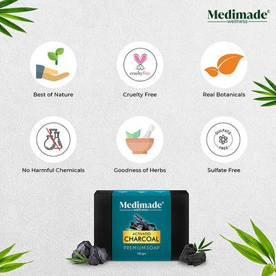 Medimade Activated Charcoal Premium Soap 100 gm - Soaps