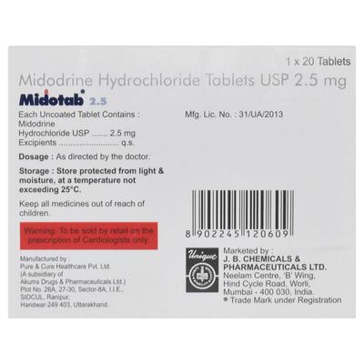 MIDOTAB 2.5 Tablet 20's - Hypotension-Vas