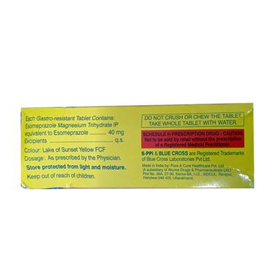 S PPI 40 Tablet 15's - Ulcer/Reflux/Flatulence-Aaa