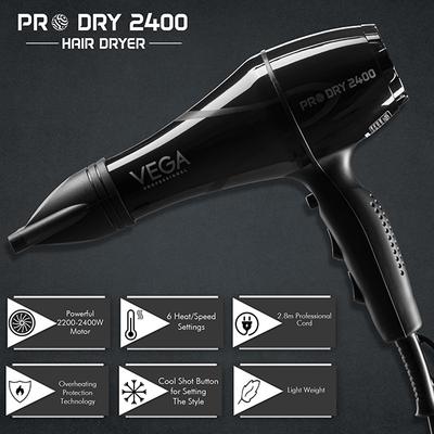 VEGA Professional Pro Dry 2200-2400W Hair Dryer for Salon Professionals and Styling at Home,VPMHD-03 1's - Hair Dryers