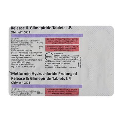 OBIMET GX3 Tablet 10's - Diabetes-Ant