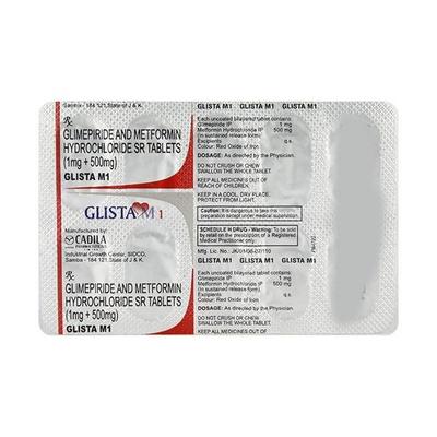 Glista M 1mg/500mg Tablet 10'S - Diabetes-Ant
