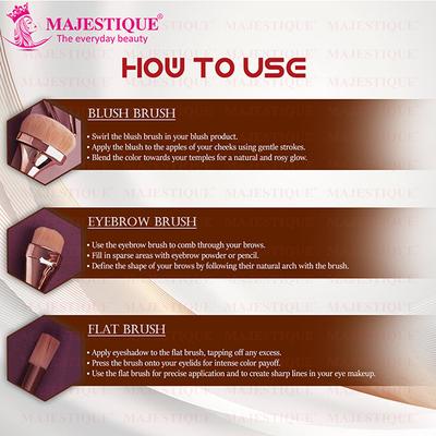Majestique Blush Brush, Eyebrow and Multi-use Flat Brush, Luminous HD Makeup Brush Set 1's - Face Brush