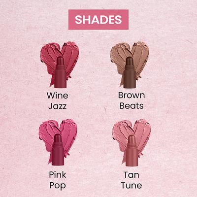 Tnw The Natural Wash Lipstack-01 Playlist, Longstay Lipstick Set, Four Shades 6.4 gm - Lipsticks