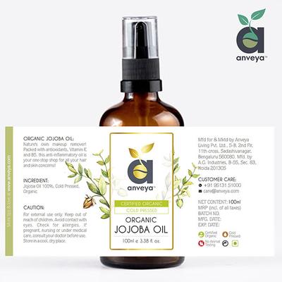 Anveya Jojoba Oil, Organic 100ml - Carrier Oils